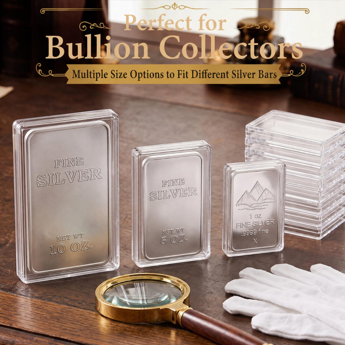 60 Pcs Silver Bar Holder Case Y764