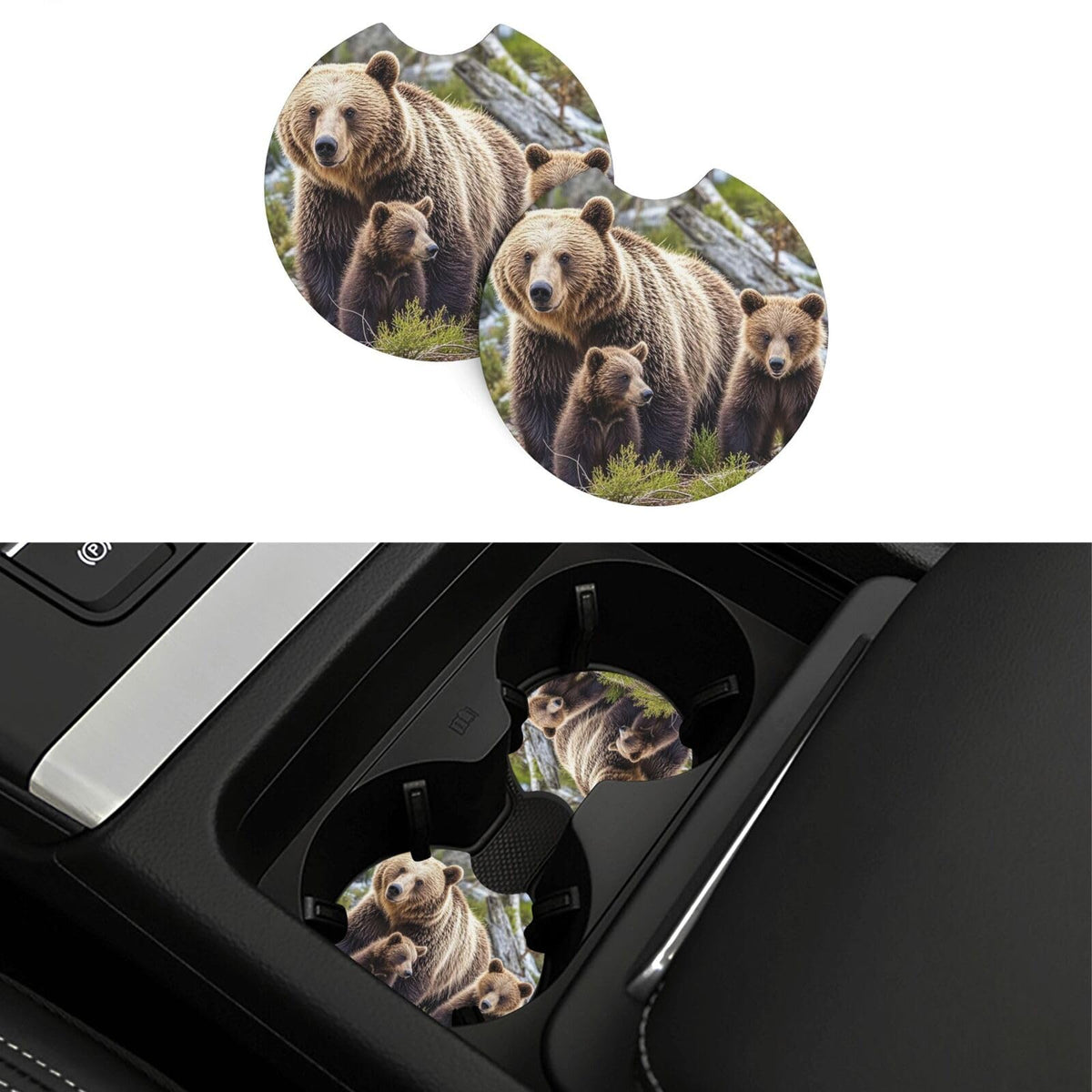 Black Drink Coasters with Metal Holder Set of 2 Y993611