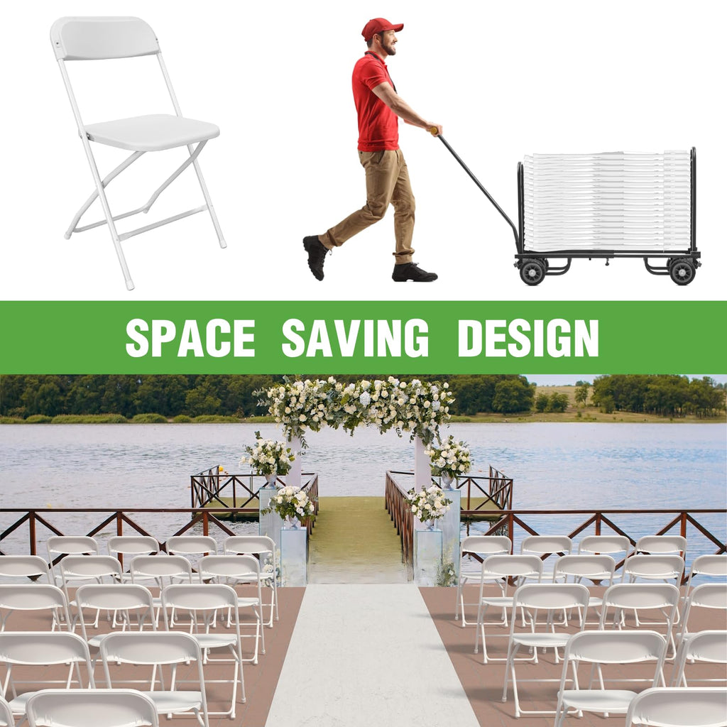 10 Pack White Plastic Folding Chair with Steel Frame F659
