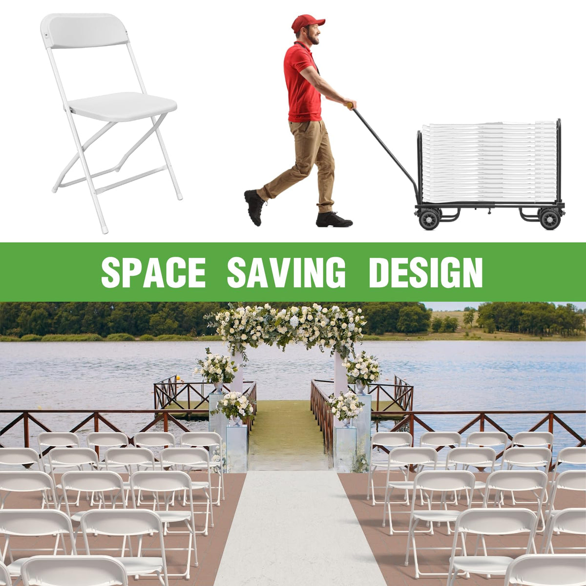 10 Pack White Plastic Folding Chair with Steel Frame F659