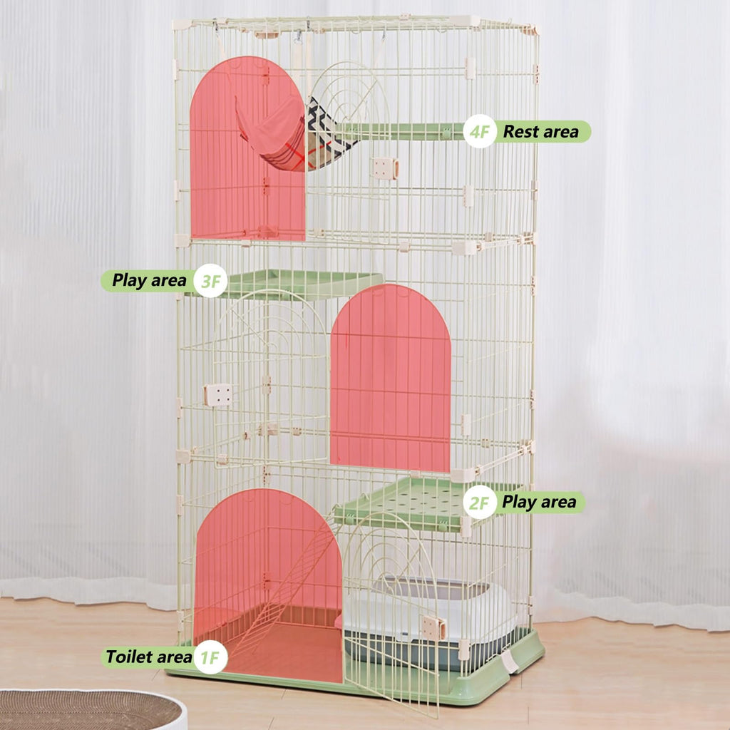 3/4-Tier Wire Cat Cage Playpen Kennel with Hammock G574305