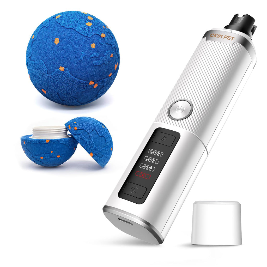 Dog Nail Grinder Interactive Dog Toys Ball with 2 Shells Blue R502