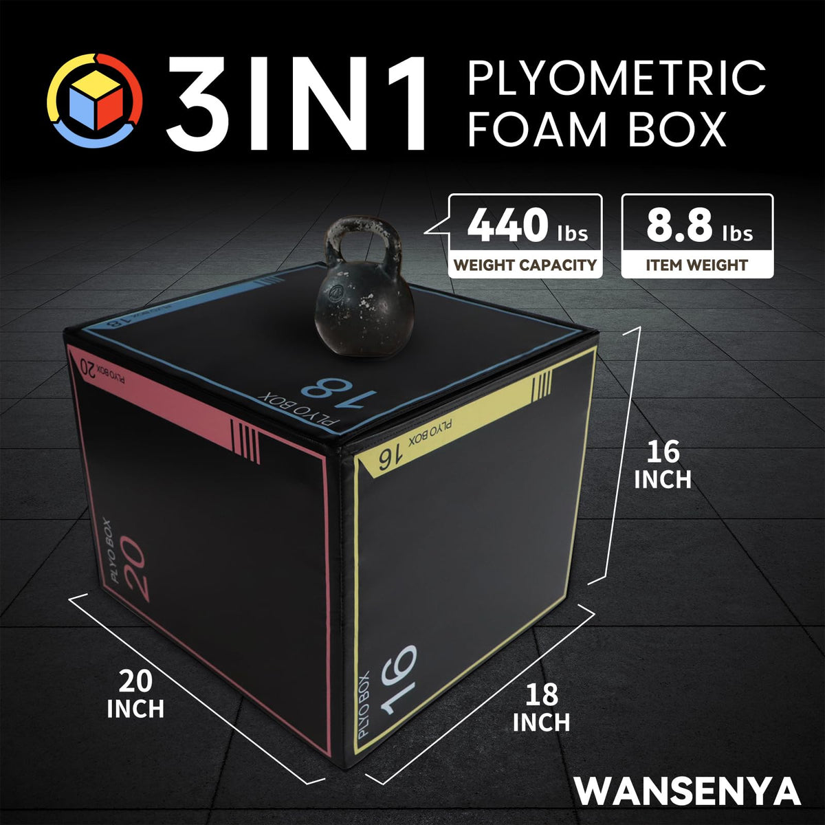3-in-1 Non-Slip Foam Plyometric Jump Box Y201176