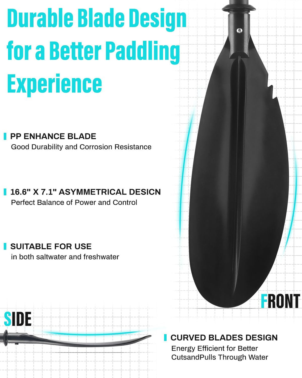 Kayak Paddles with Paddle Leash, 70in-97in Lightweight Paddling Blades C8102