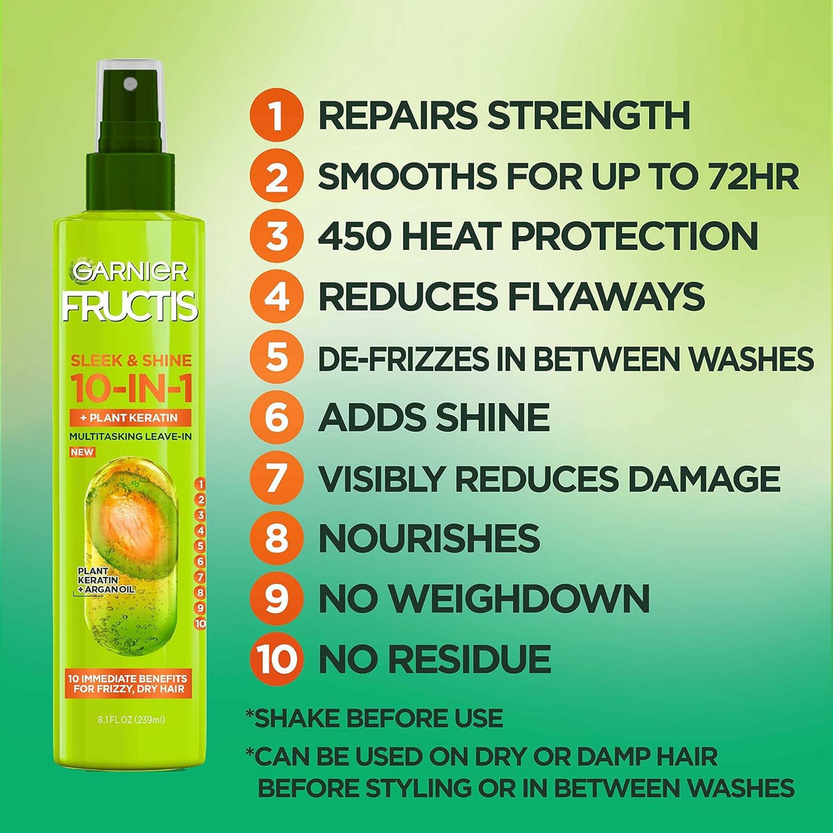 10-in-1 Leave In Conditioner Spray with Argan Oil 8.1 Fl Oz 2 Pack P5133