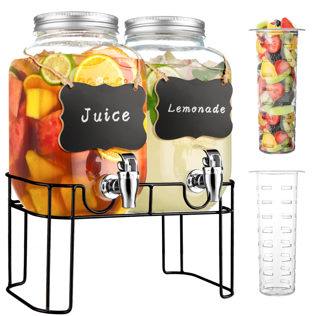 1 Gallon Glass Drink Dispenser with Stand and Spigot S65195