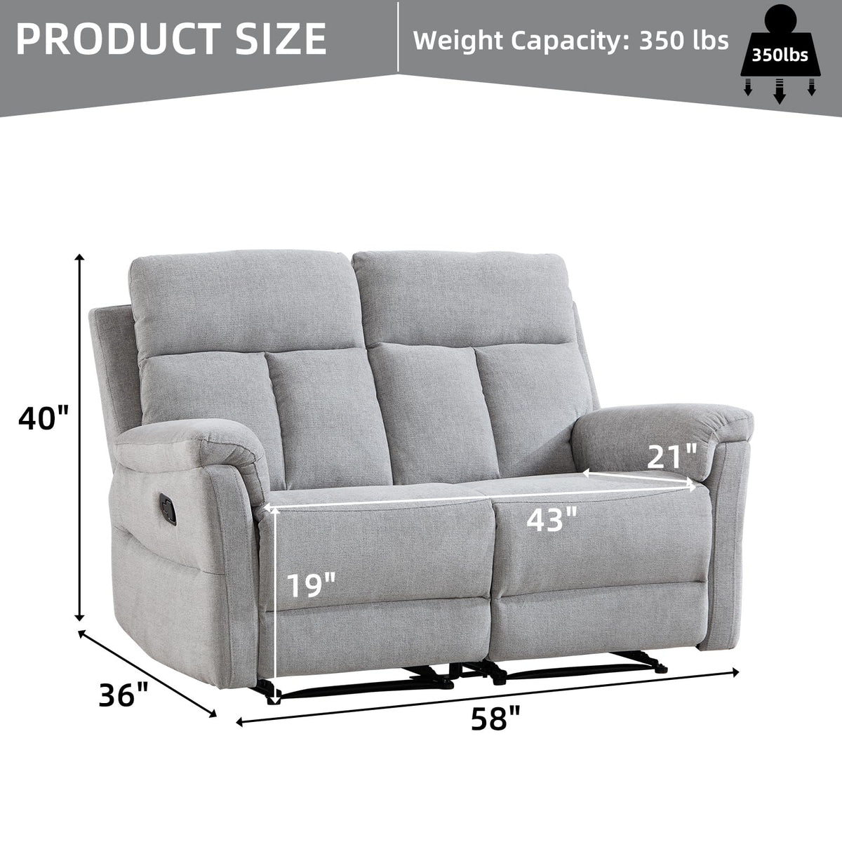 Light Gray Fabric Reclining Loveseat B132516
