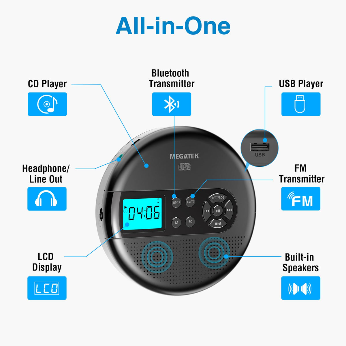 Portable CD Player with Bluetooth A5592