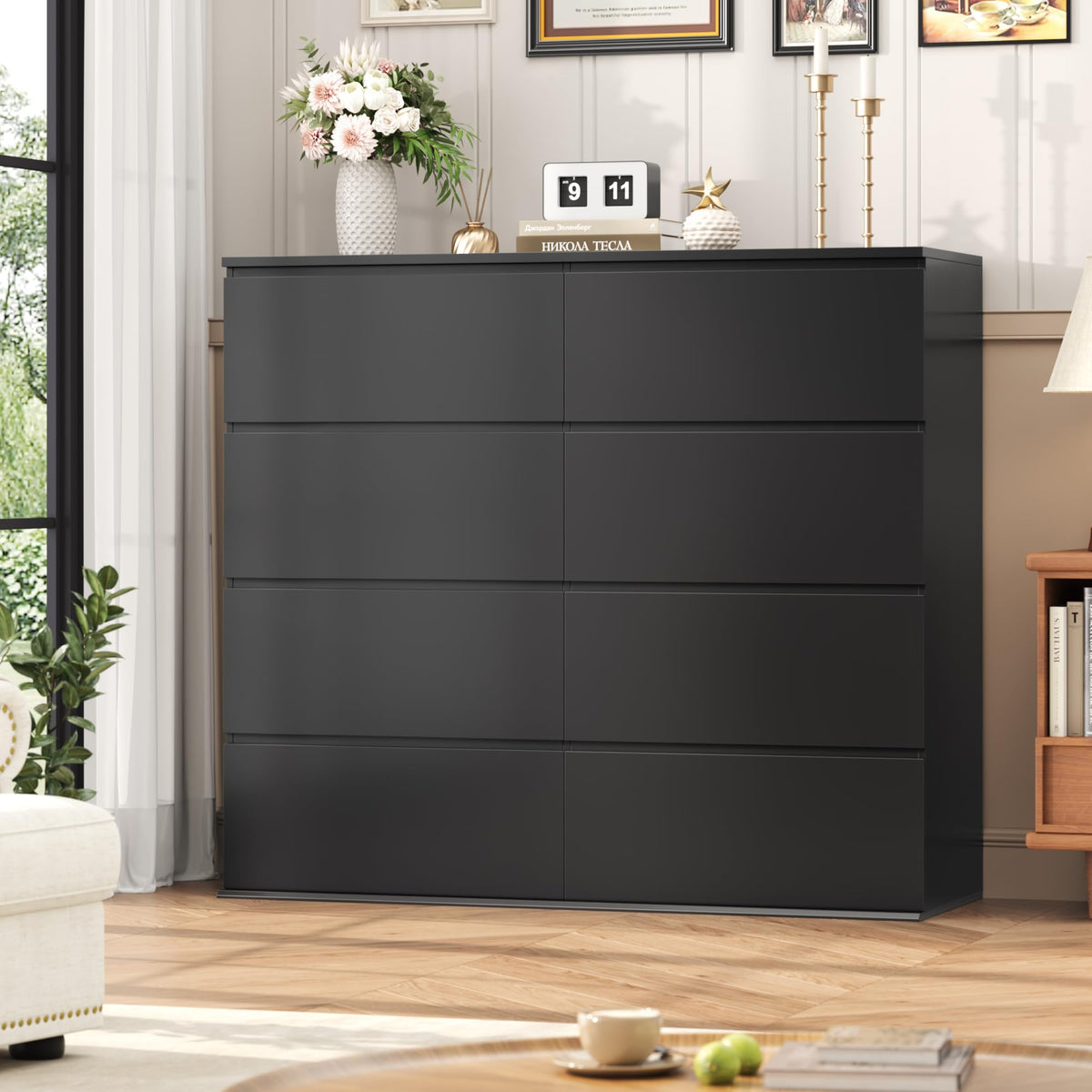 Black 8 Drawer Dresser W80688
