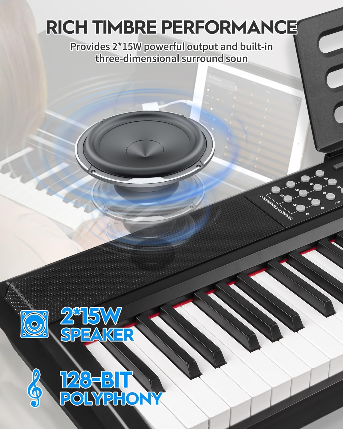 88 Keys Weighted Hammer-Action Digital Piano with Sustain Pedal C732412