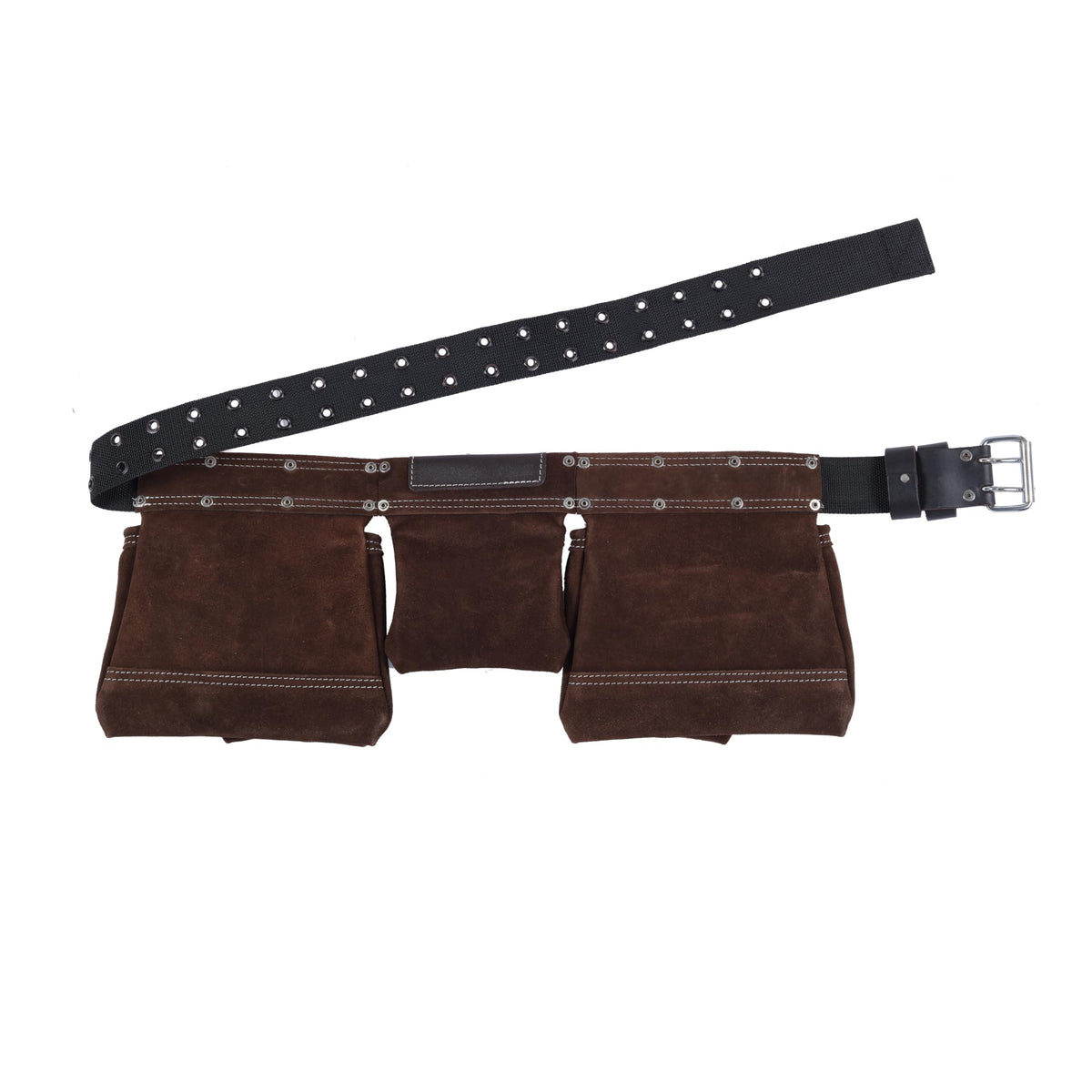 Brown Suede Leather 11-Pocket Tool Belt R770218