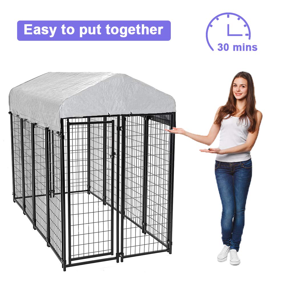 8'x4'x6' Heavy Duty Galvanized Metal Dog Kennel D206