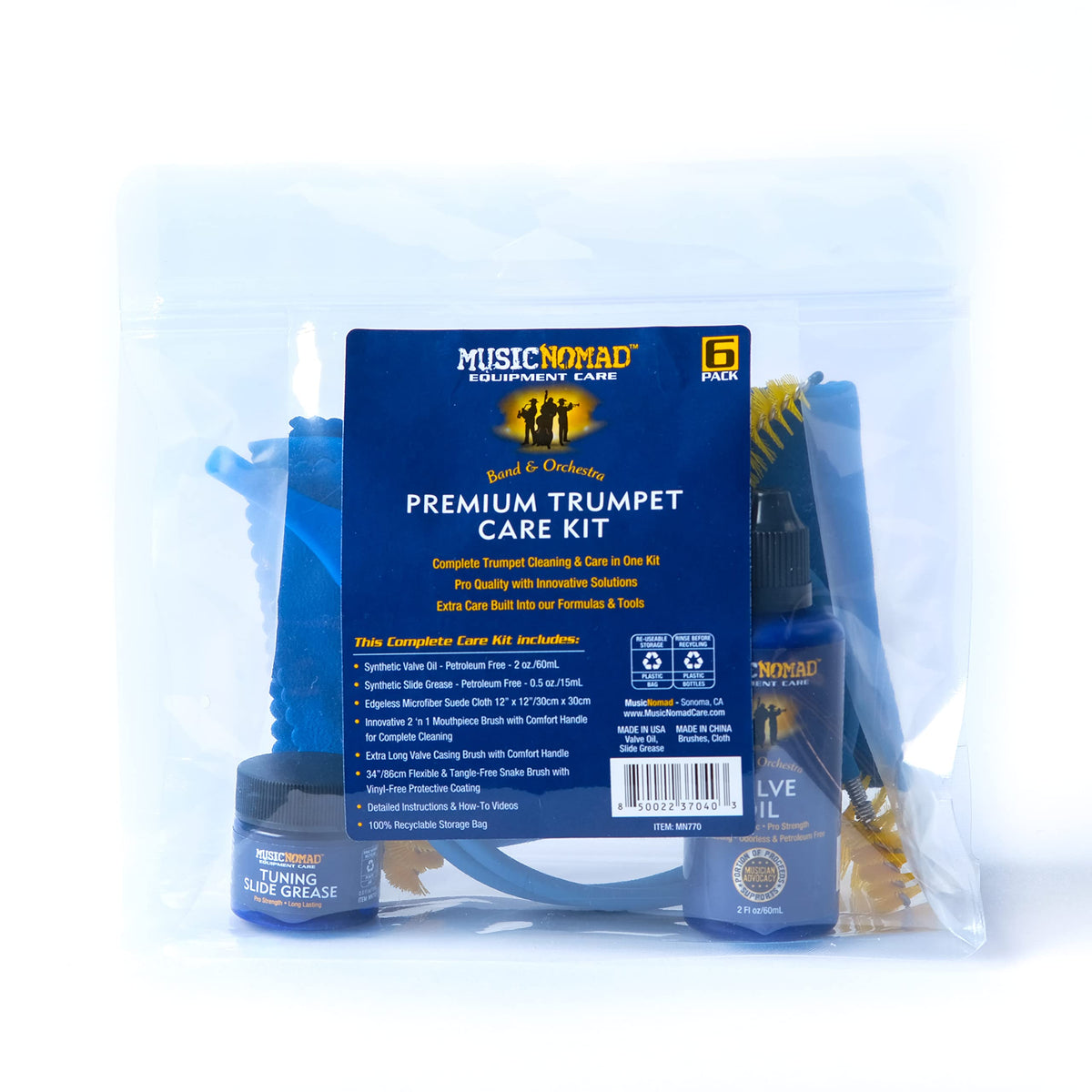 6 pc. Trumpet Cornet Cleaning & Care Kit O54535