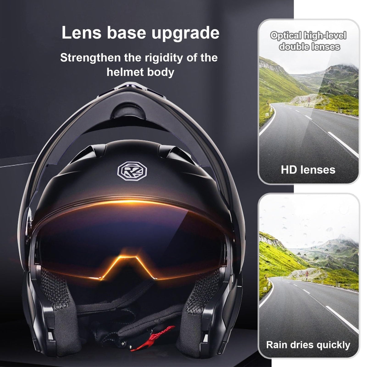 Flip-Up Motorcycle Helmet DOT Certified Dual-Lens X4979