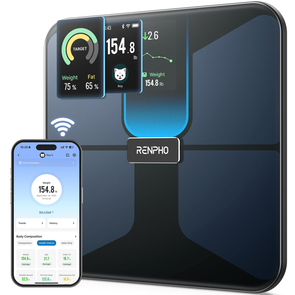 Wi-Fi Bluetooth Rechargeable Body Fat Smart Scale N965817