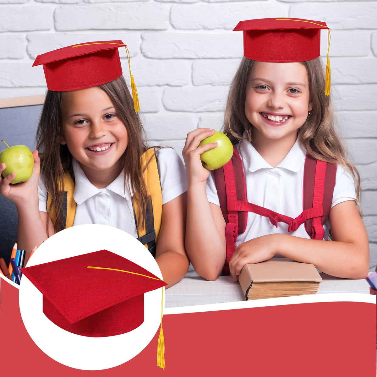 30 Pcs Child Size Felt Graduation Caps X601923