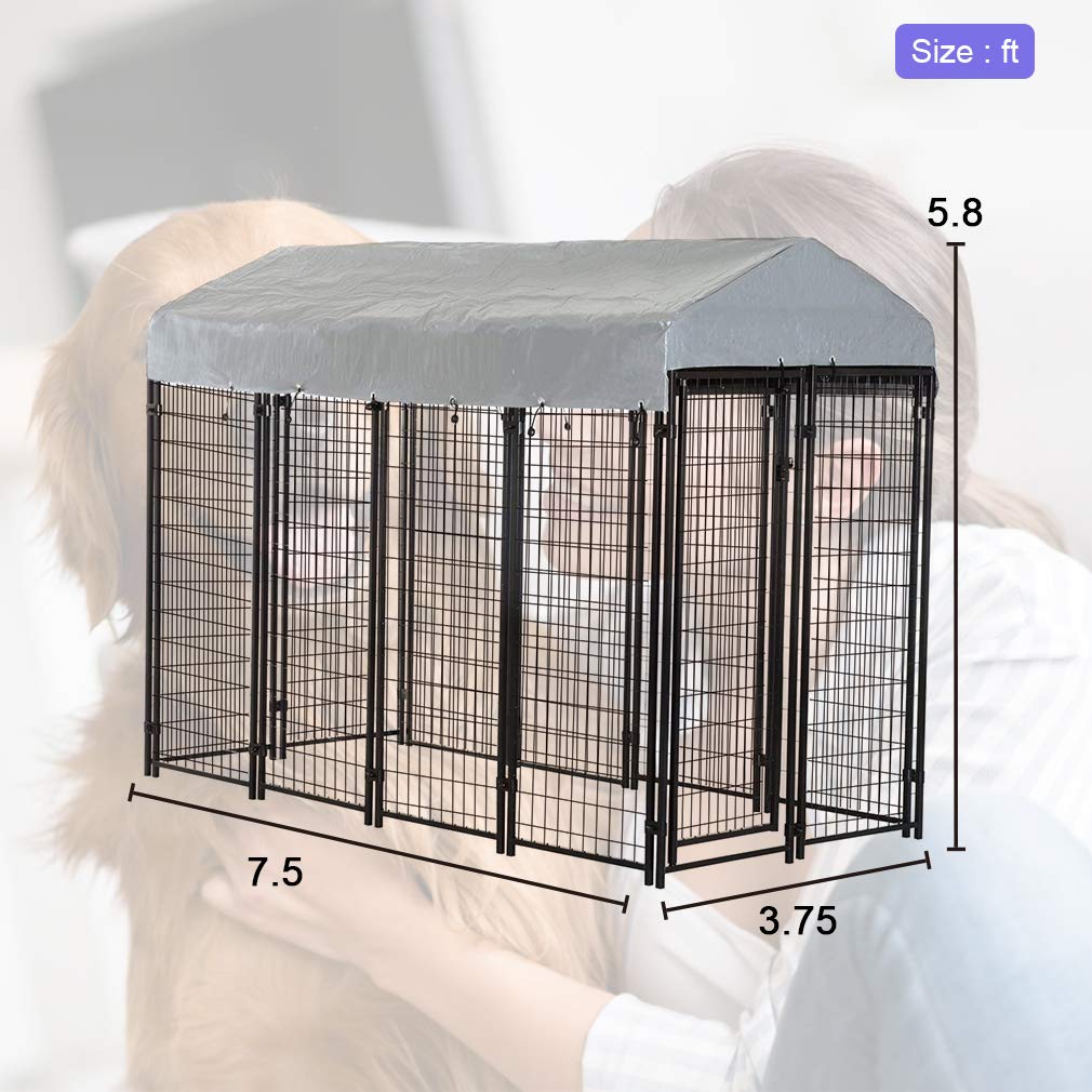 8'x4'x6' Heavy Duty Galvanized Metal Dog Kennel D206