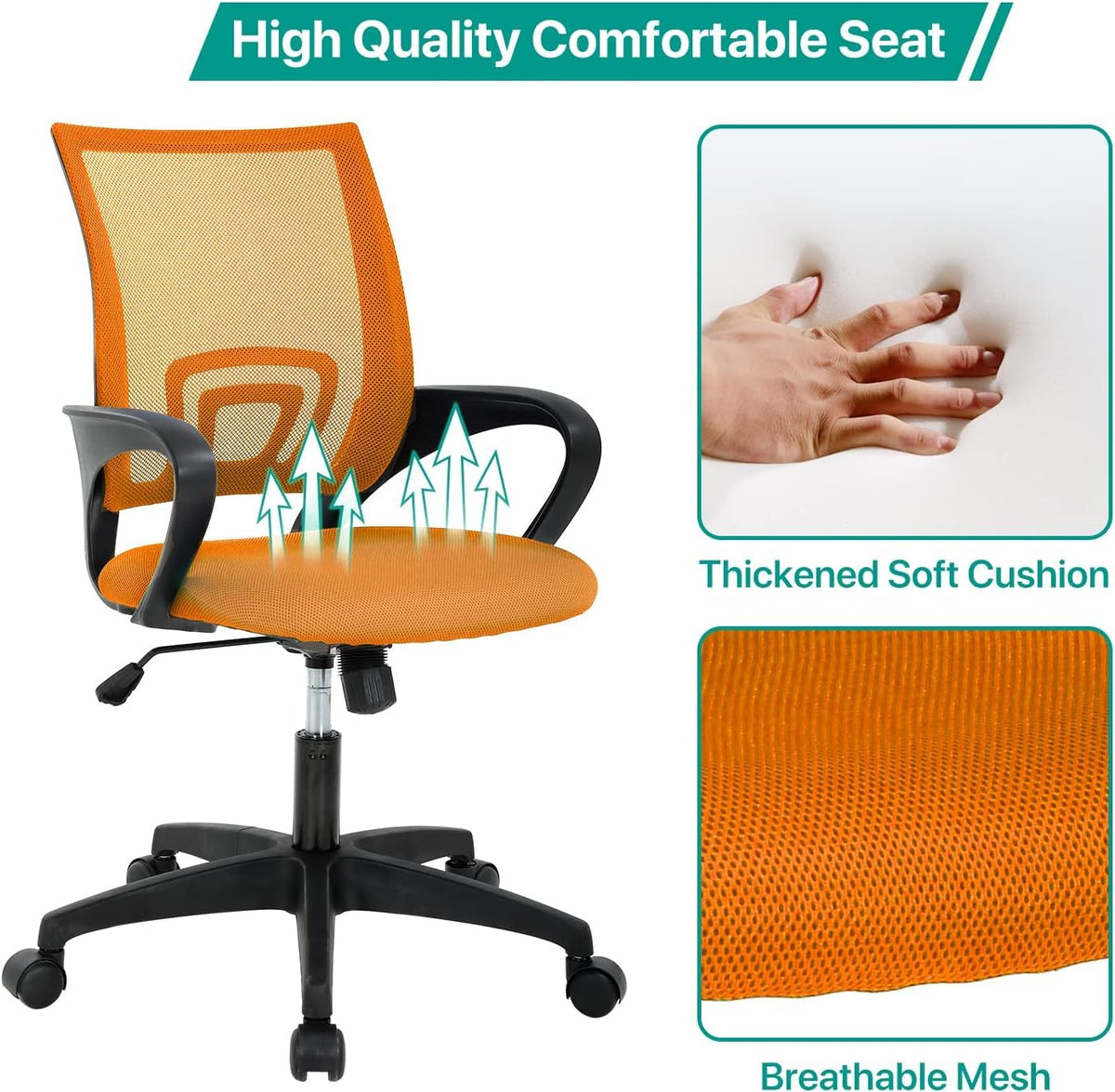 Ergonomic Orange Mesh Office Chair with Lumbar Support C12368