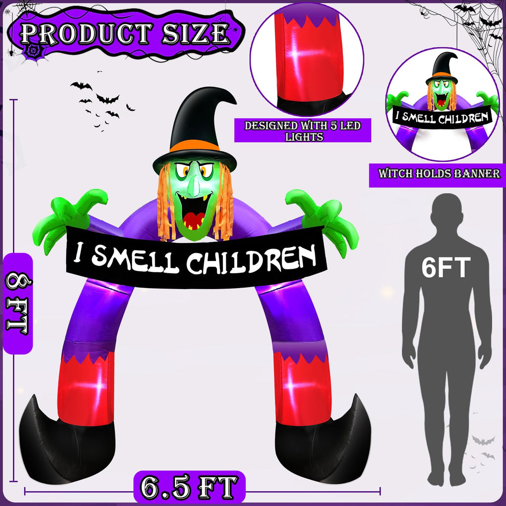 8Ft Halloween Inflatable Witch Archway O276485
