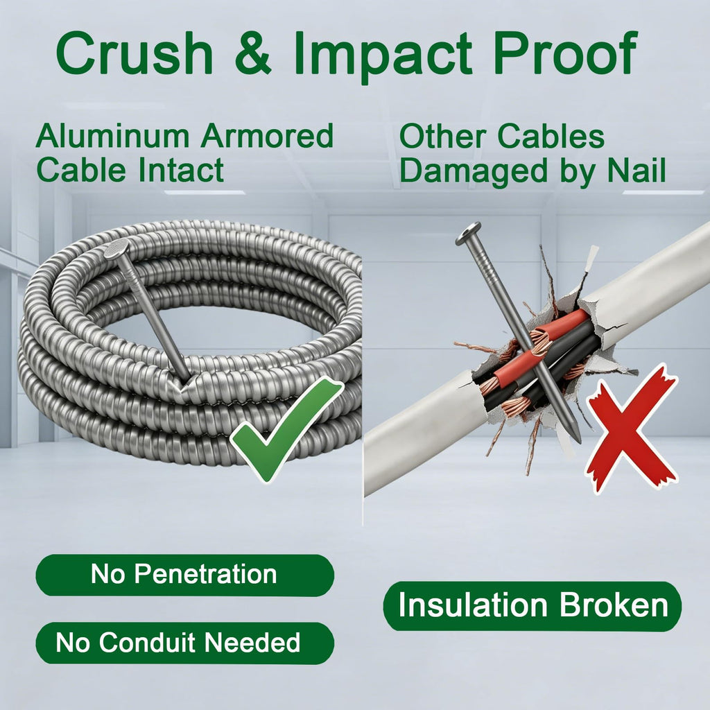10 AWG Metal Clad Cable with Ground 50FT J238442