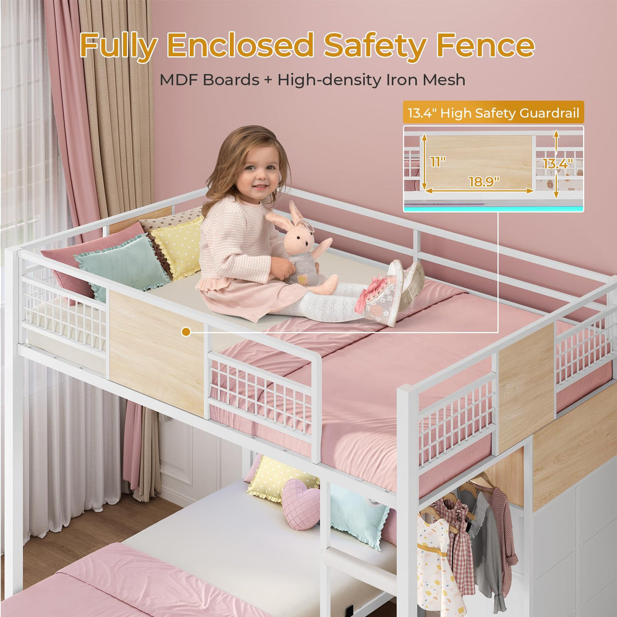 Full Over Twin Bunk Bed with 8 Storage Drawers T244928