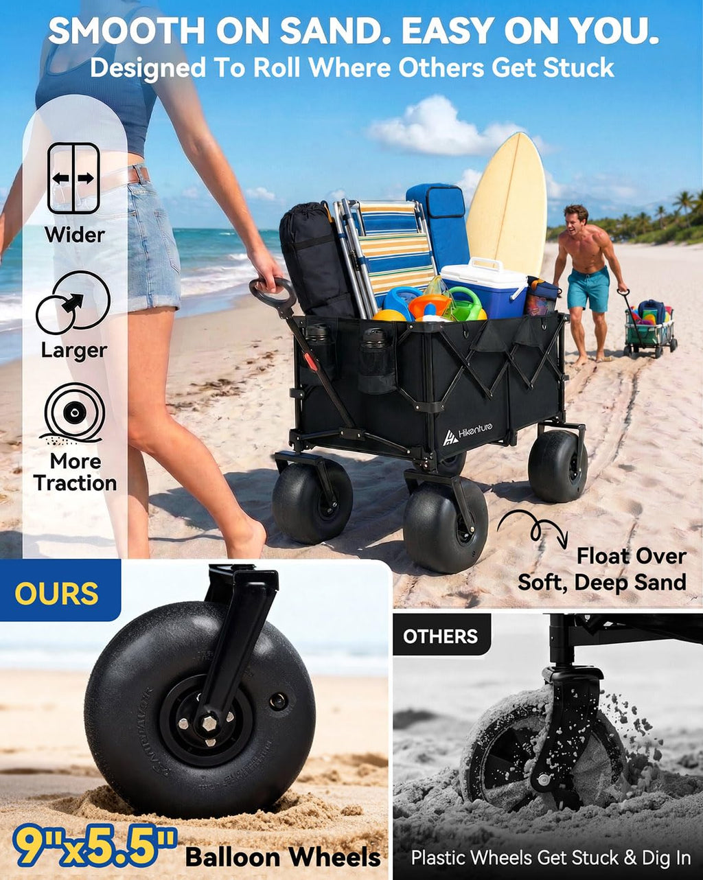 Collapsible Beach Wagon with Balloon Wheels A86063