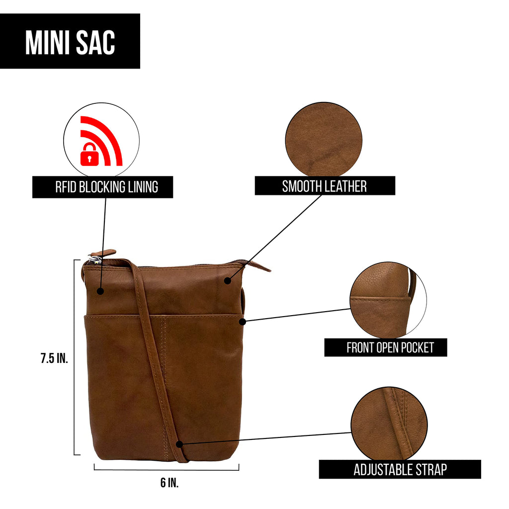 Leather Mini Crossbody Bag with RFID Blocking Y245