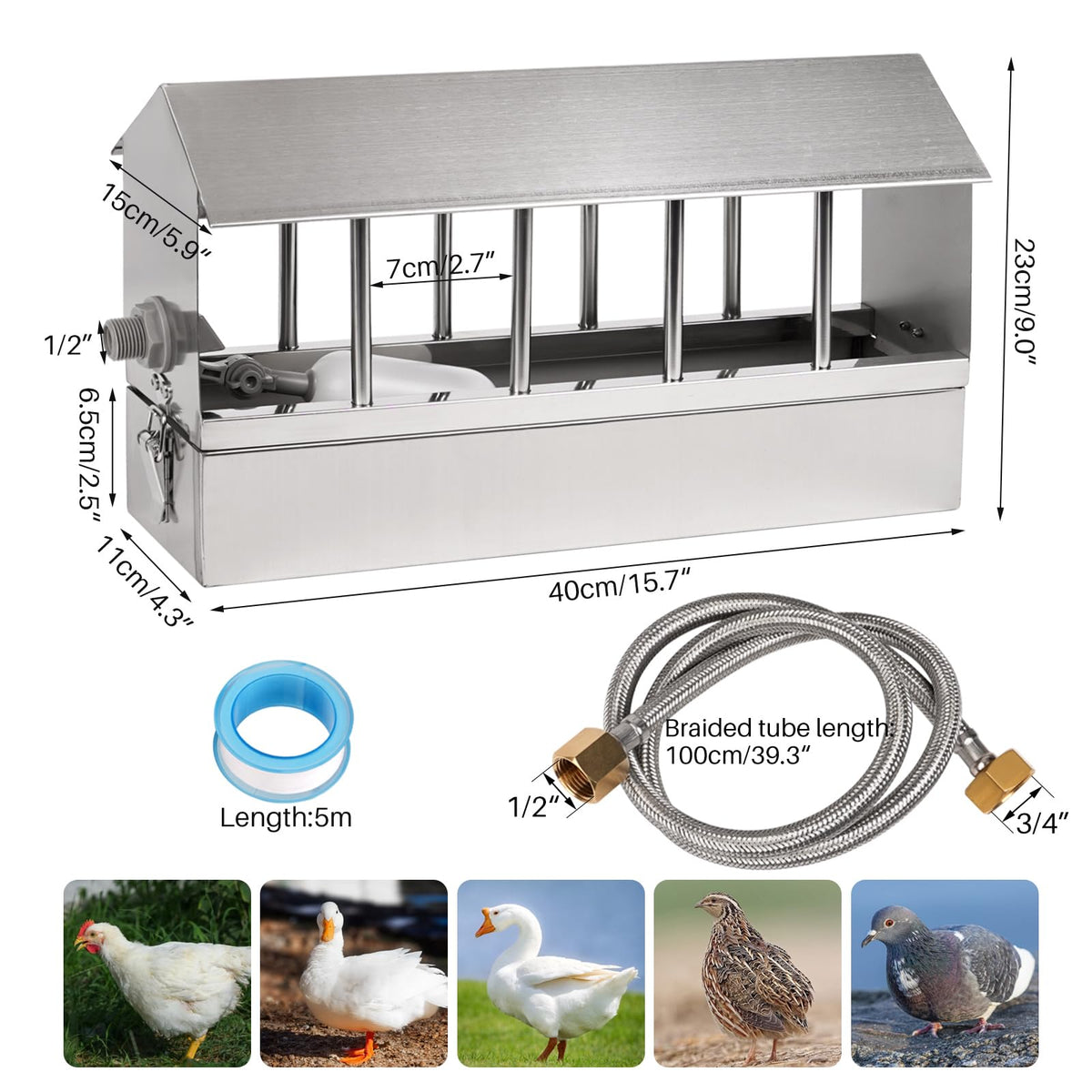 Stainless Steel Automatic Chicken Waterer with Float Valve Q98720