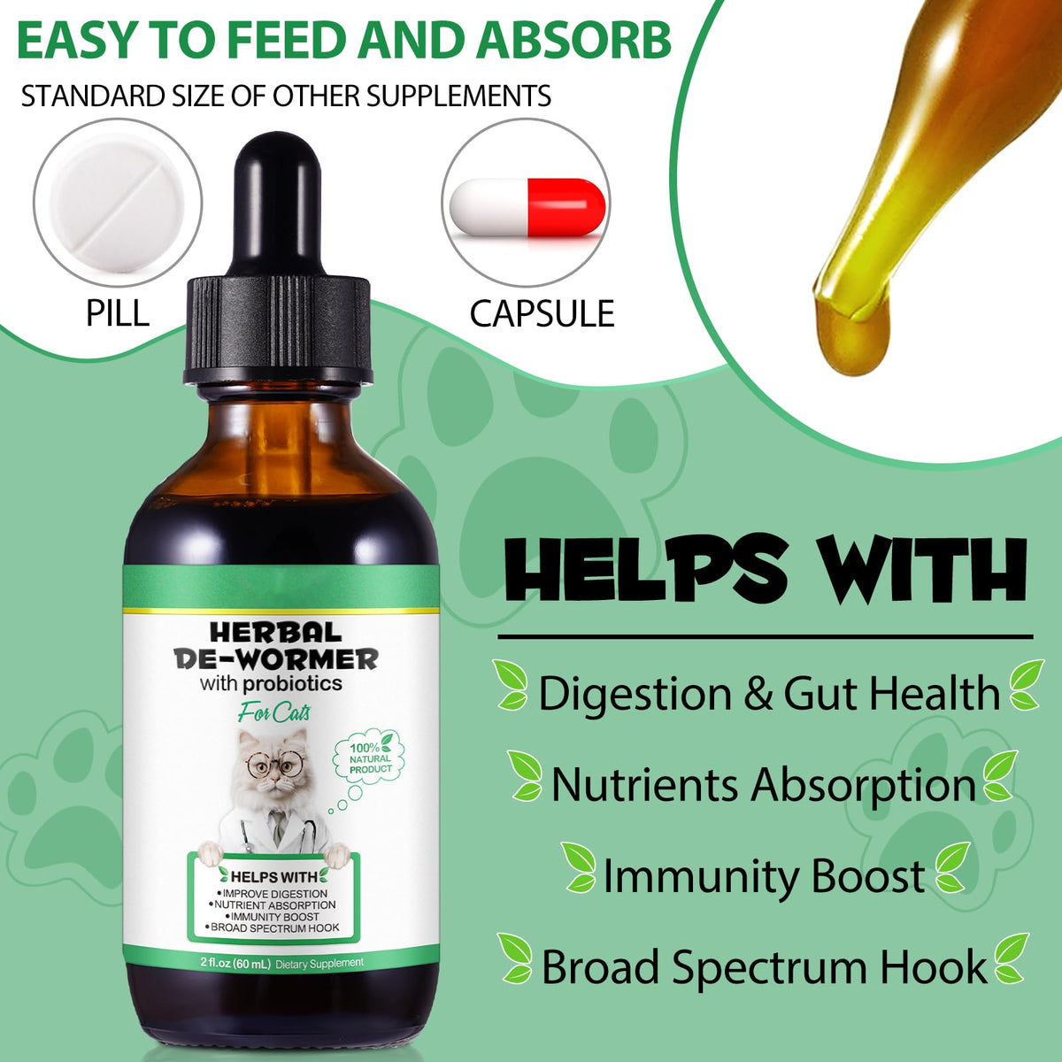 Cat Herbal Probiotics Digestive Supplement Drops 60ml U2227