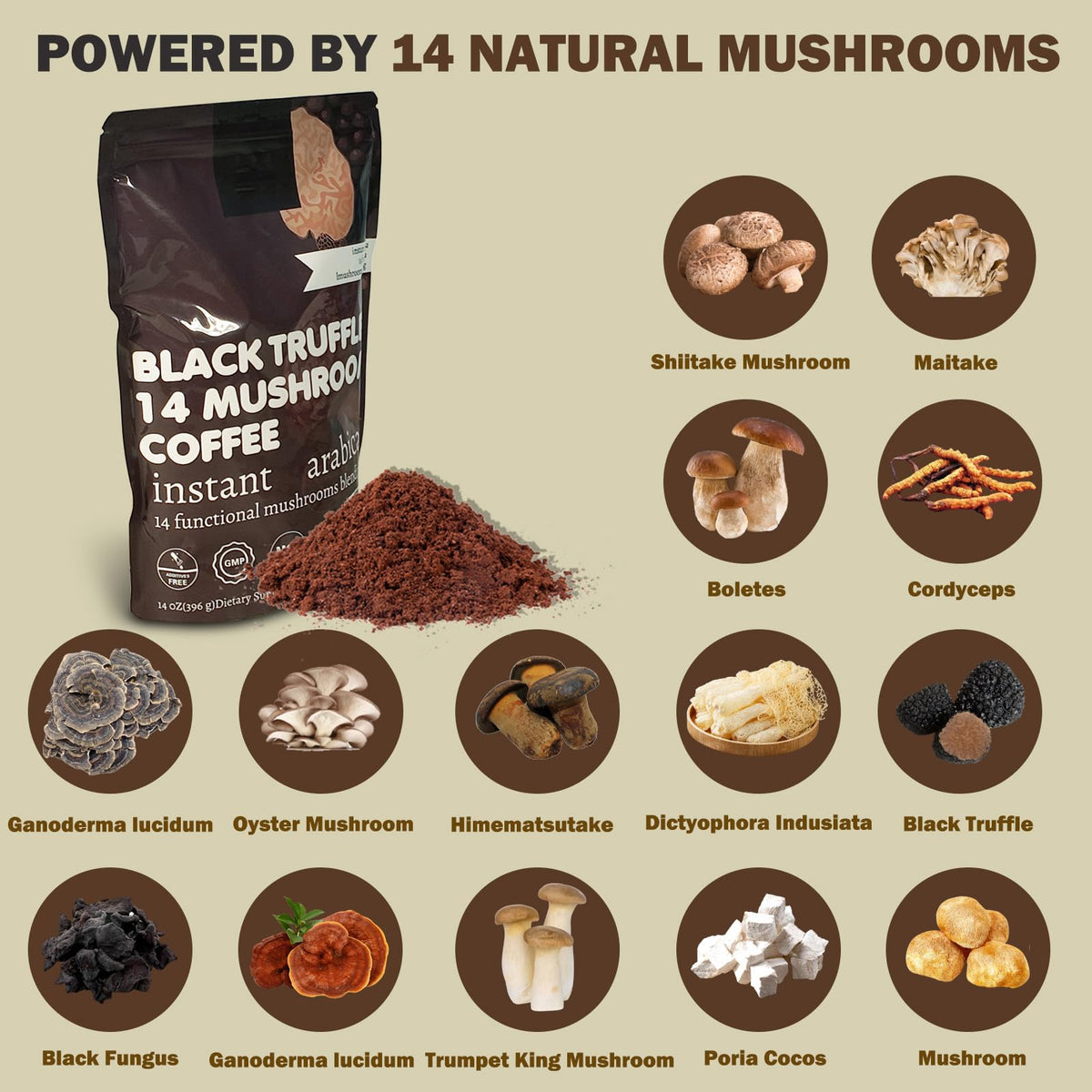 14 in 1 Mushroom Coffee Medium Roast Instant 396g Q5750