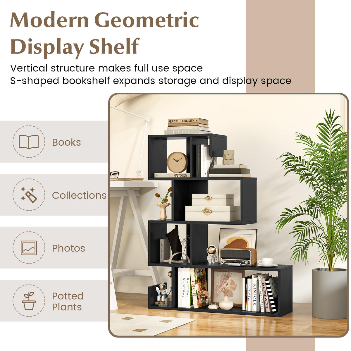 5-Tier Geometric Bookshelf E714229