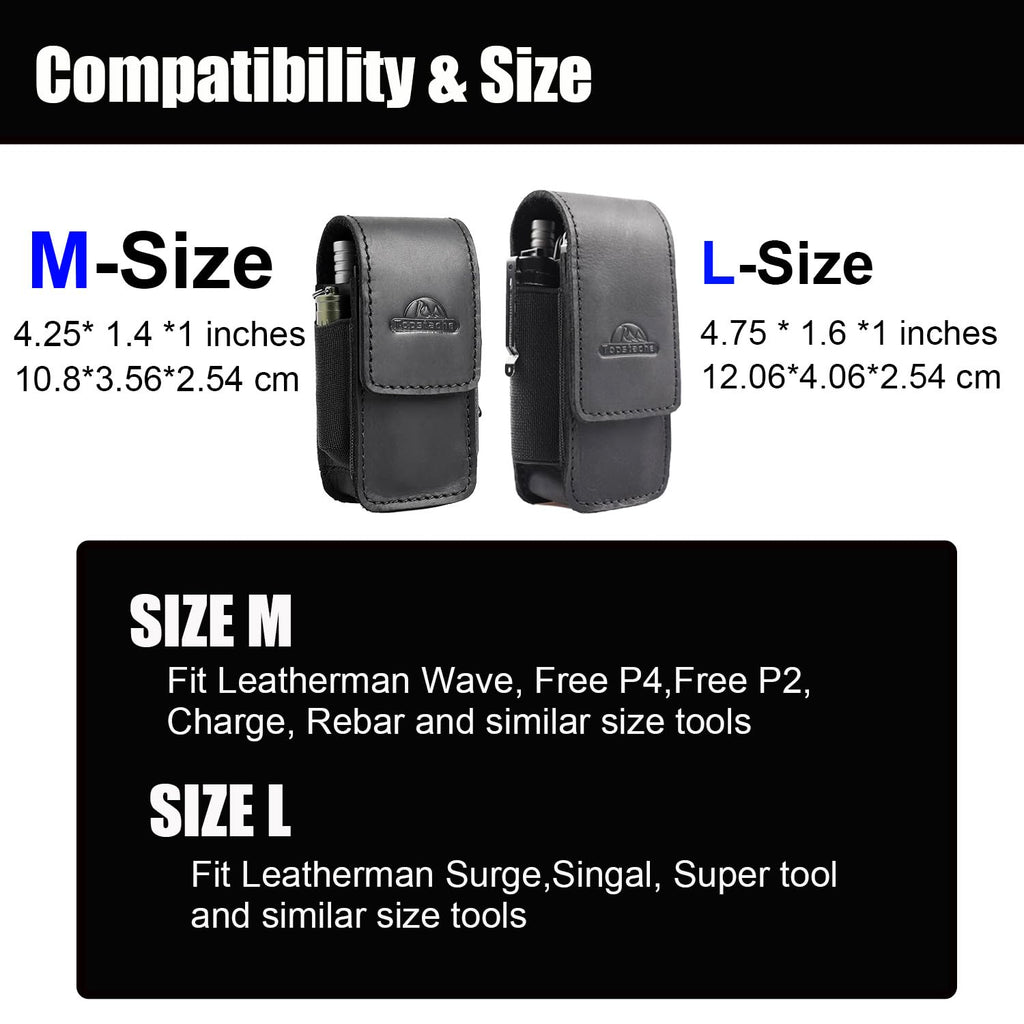 Leather Multitool Sheath with Belt Clip and Magnetic Closure Q196