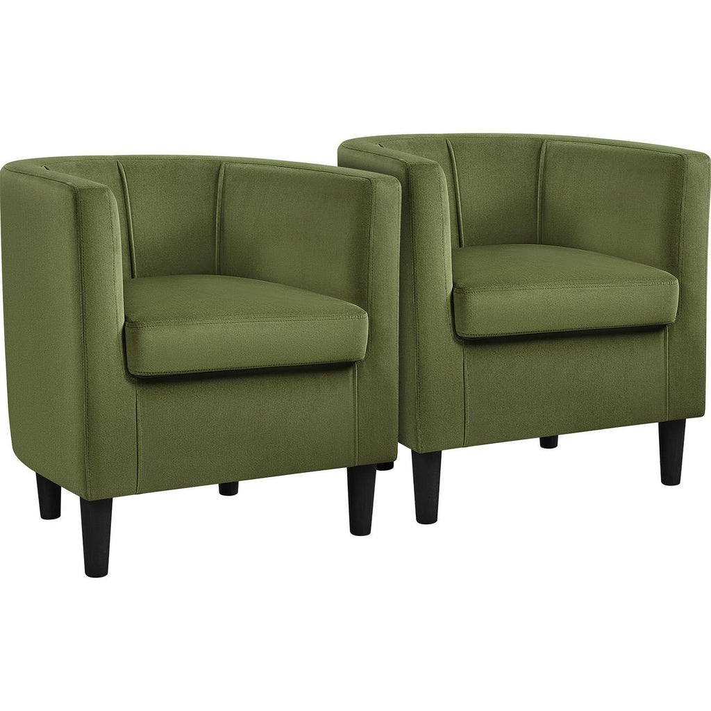 Barrel Accent Chairs Set of 2 Olive Green V103299