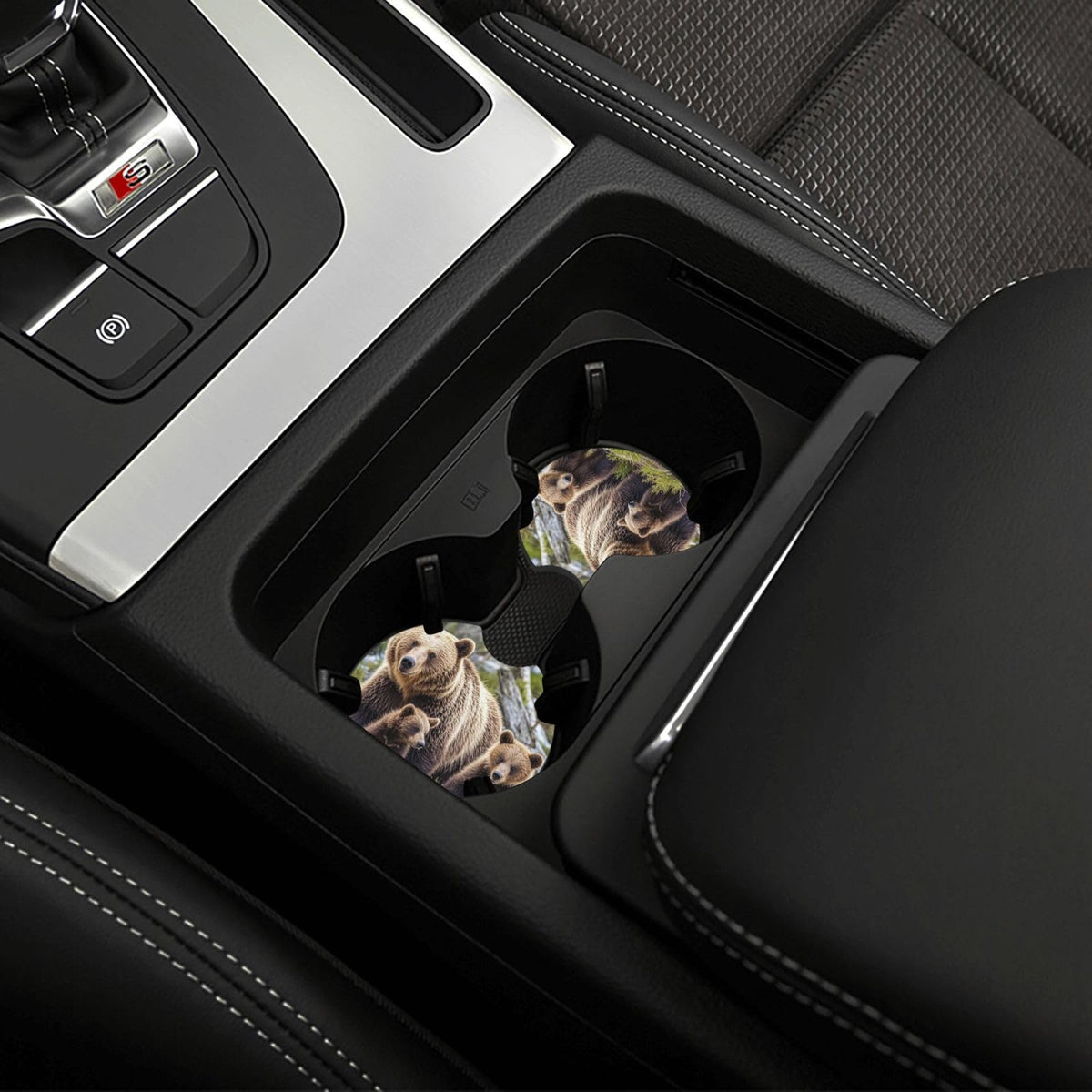 Black Drink Coasters with Metal Holder Set of 2 Y993611