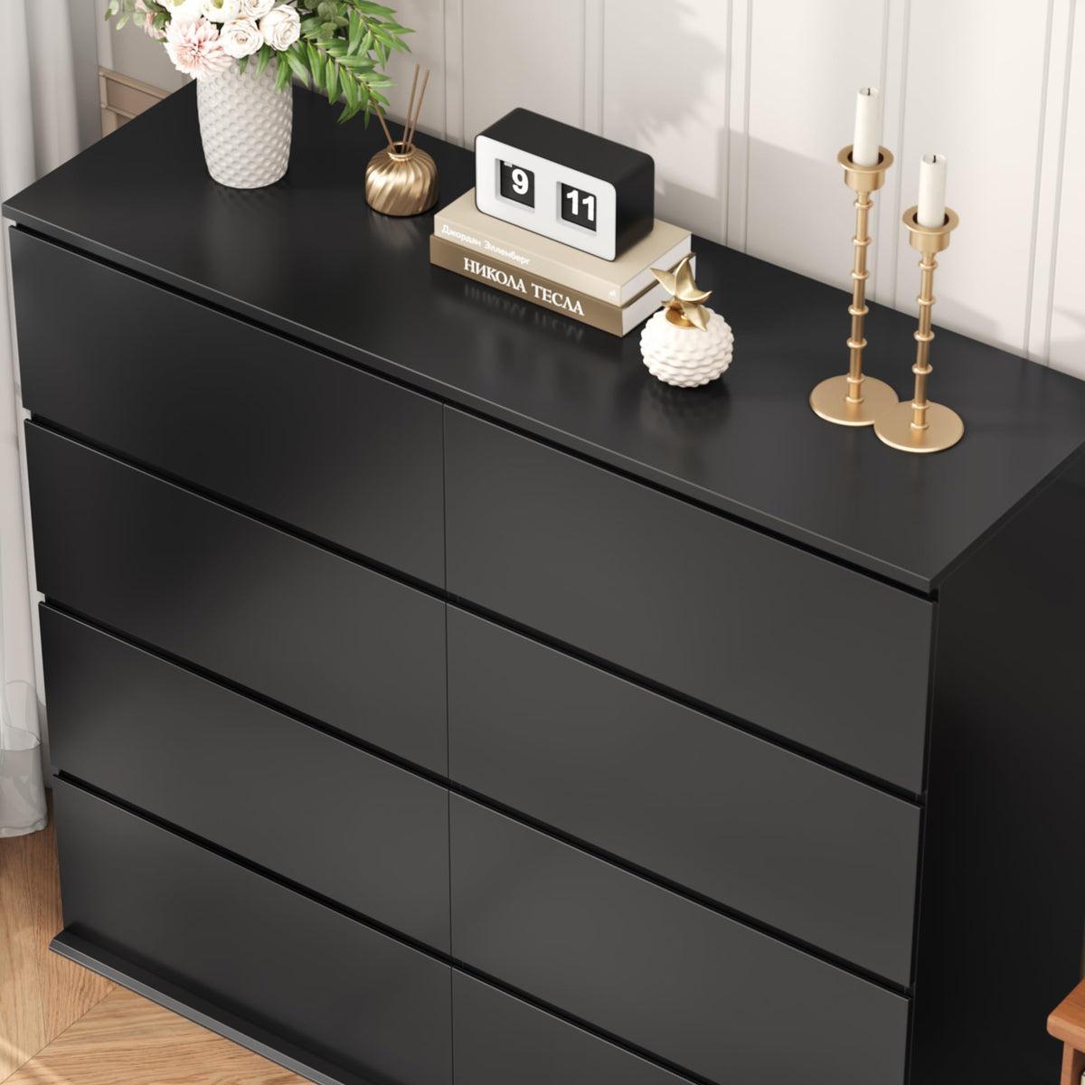 Black 8 Drawer Dresser W80688