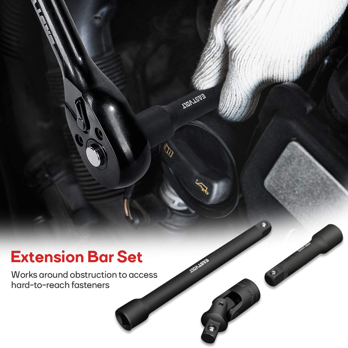 46 Pieces Drive Socket Ratchet Wrench Set with Storage Case Y879