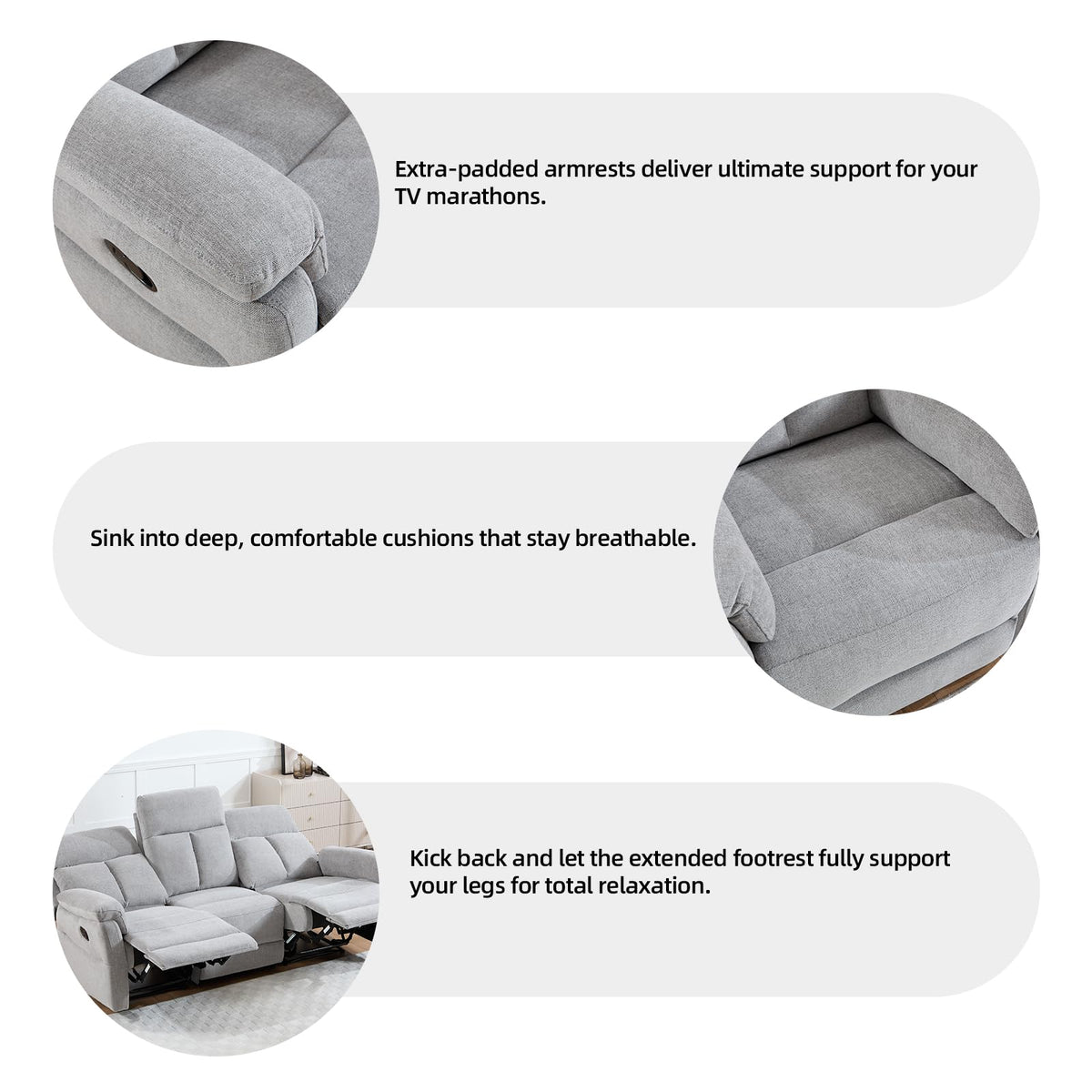Light Gray Fabric Reclining Loveseat B132516