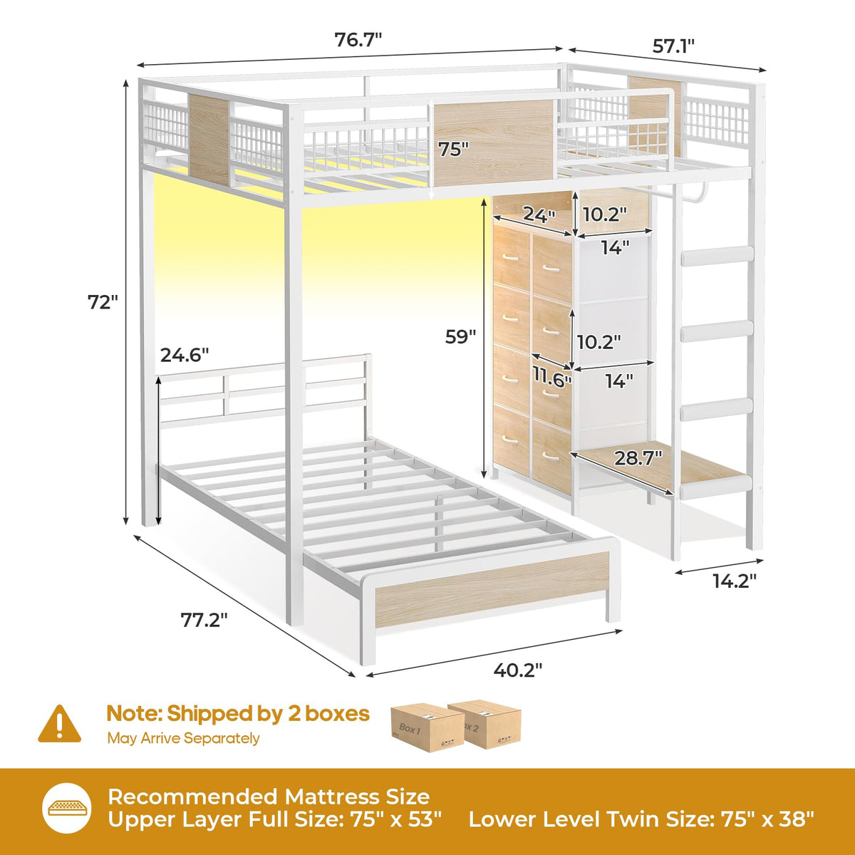 Full Over Twin Bunk Bed with 8 Storage Drawers T244928