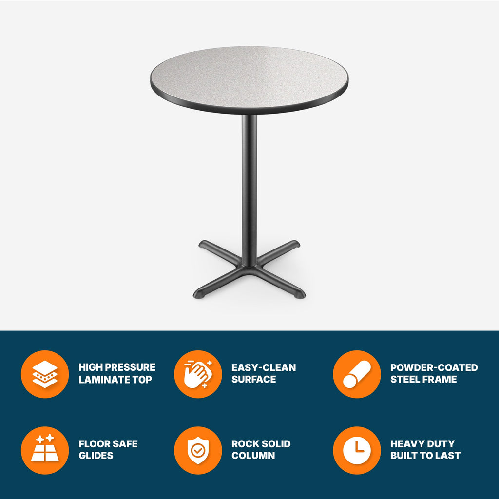 Round 36 in Diameter 42 in Bar Height Black Frame Gray Laminate Cafe Table Z8034
