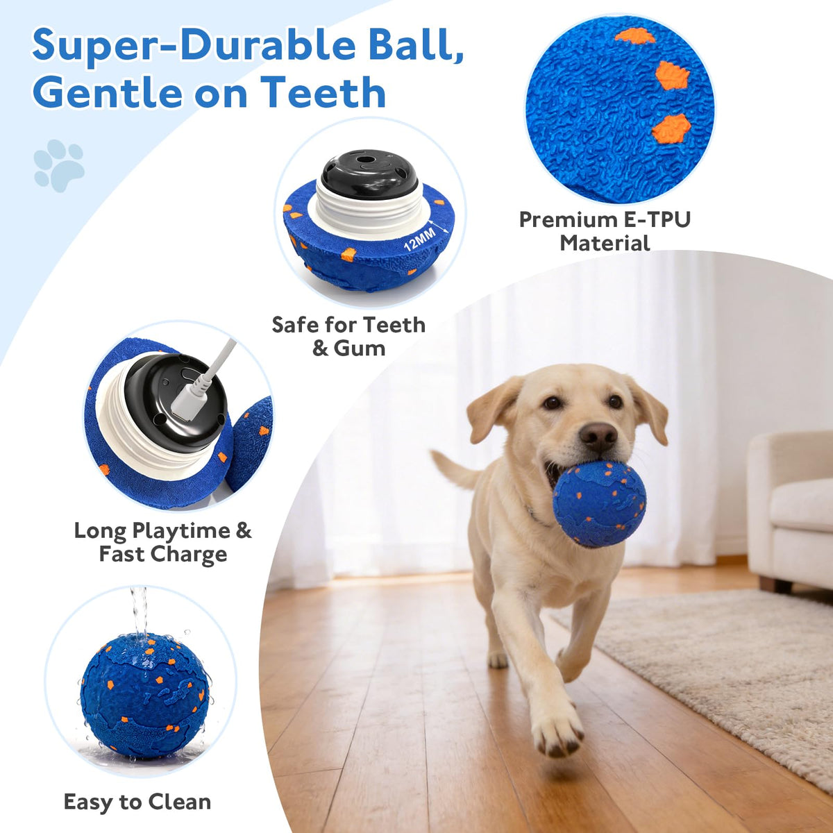 Dog Nail Grinder Interactive Dog Toys Ball with 2 Shells Blue R502