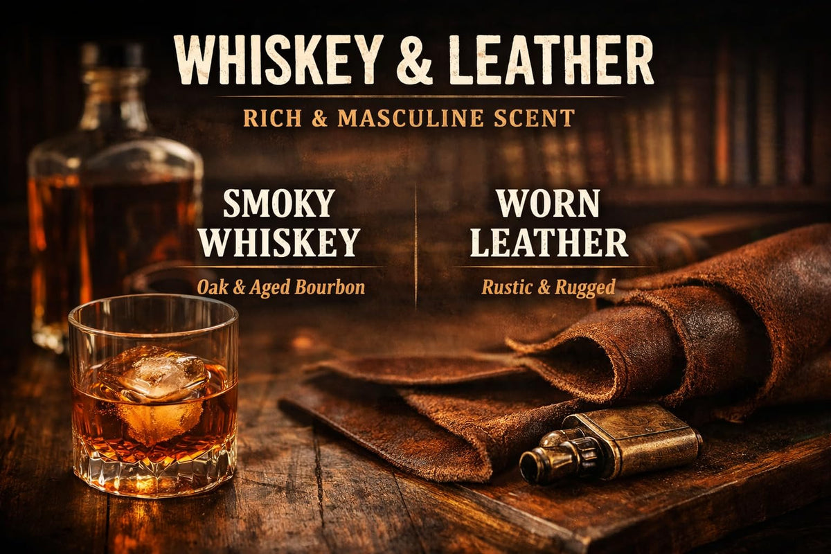 Leather & Whiskey Scented 16 oz Soy Wax Candle O9369