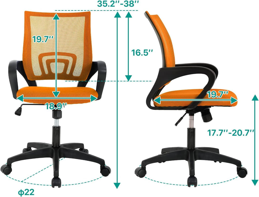 Ergonomic Orange Mesh Office Chair with Lumbar Support C12368
