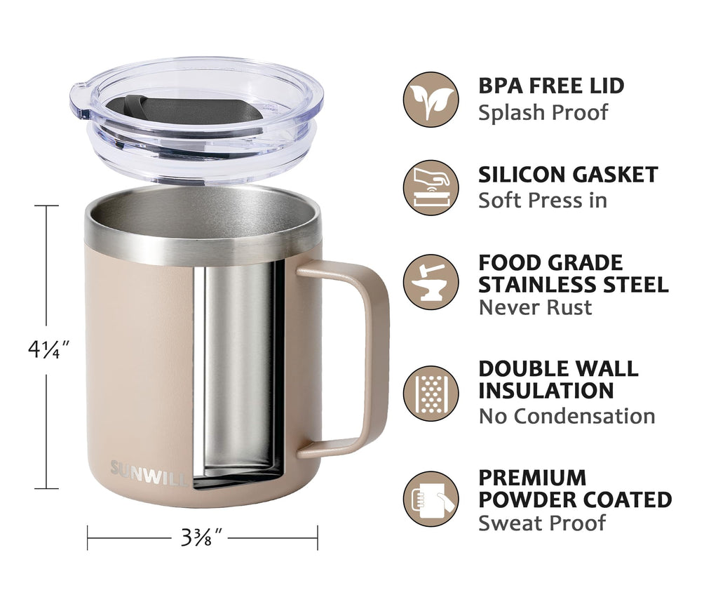 14 oz Insulated Stainless Steel Travel Coffee Mug Set of 2 Z962097