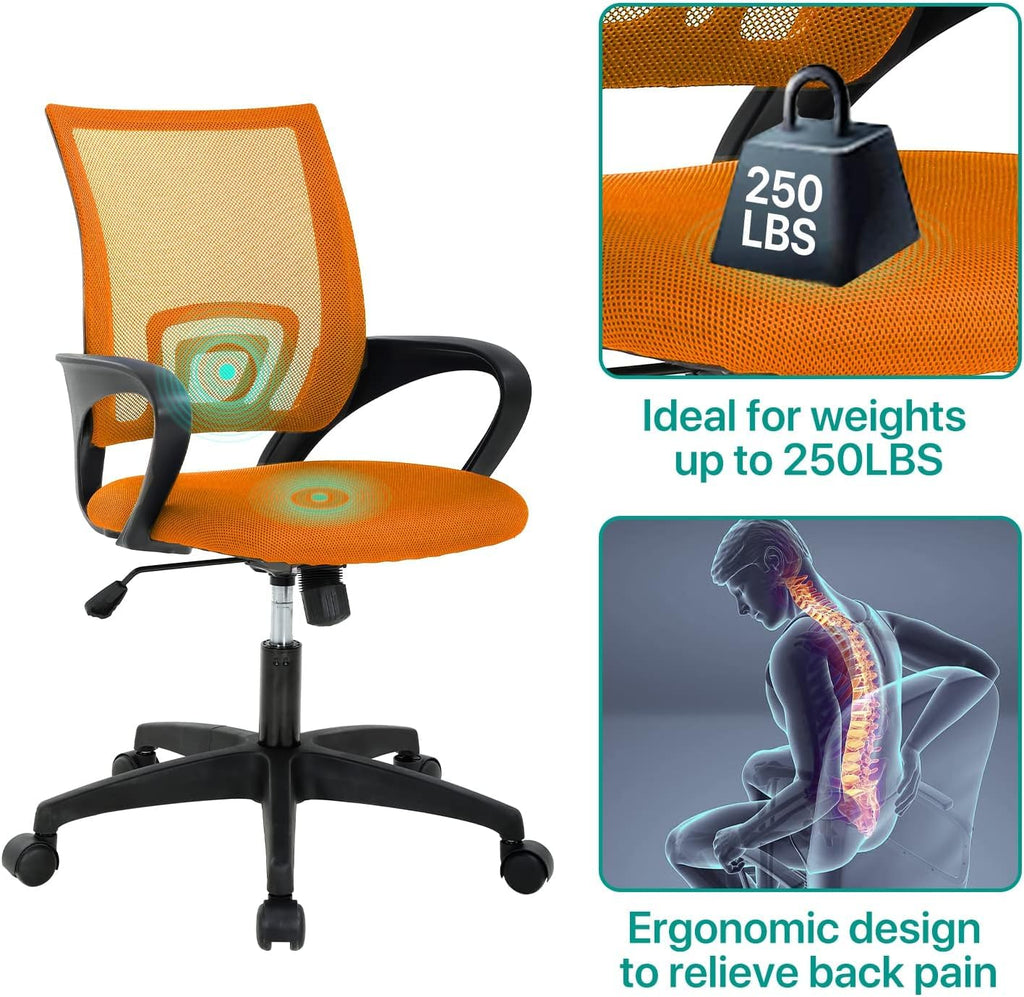 Ergonomic Orange Mesh Office Chair with Lumbar Support C12368