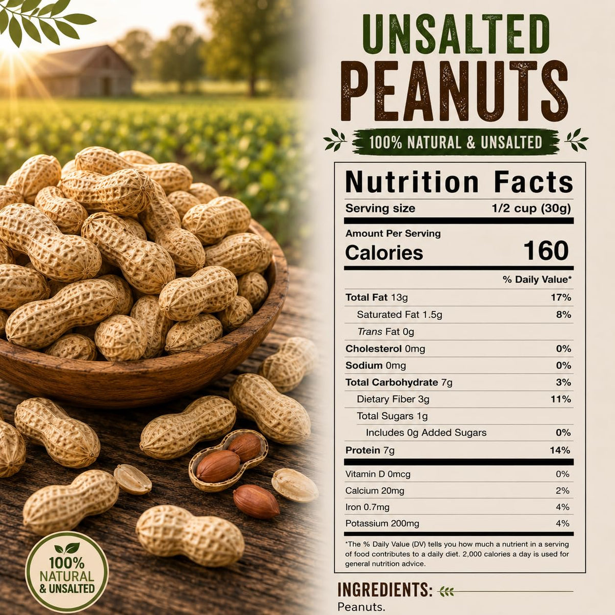 1 LB Unsalted Roasted Peanuts In Shell G71999