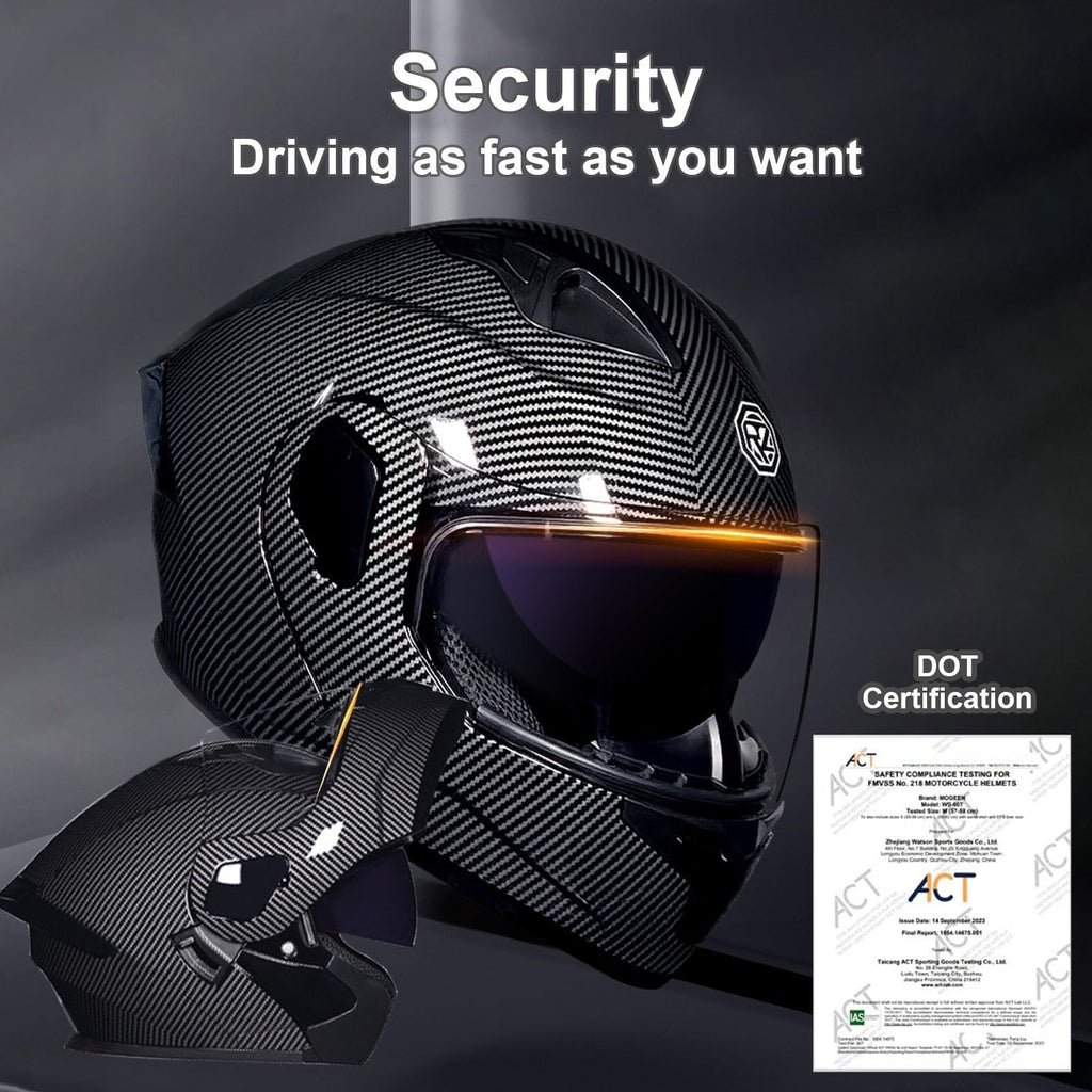 Flip-Up Motorcycle Helmet DOT Certified Dual-Lens X4979