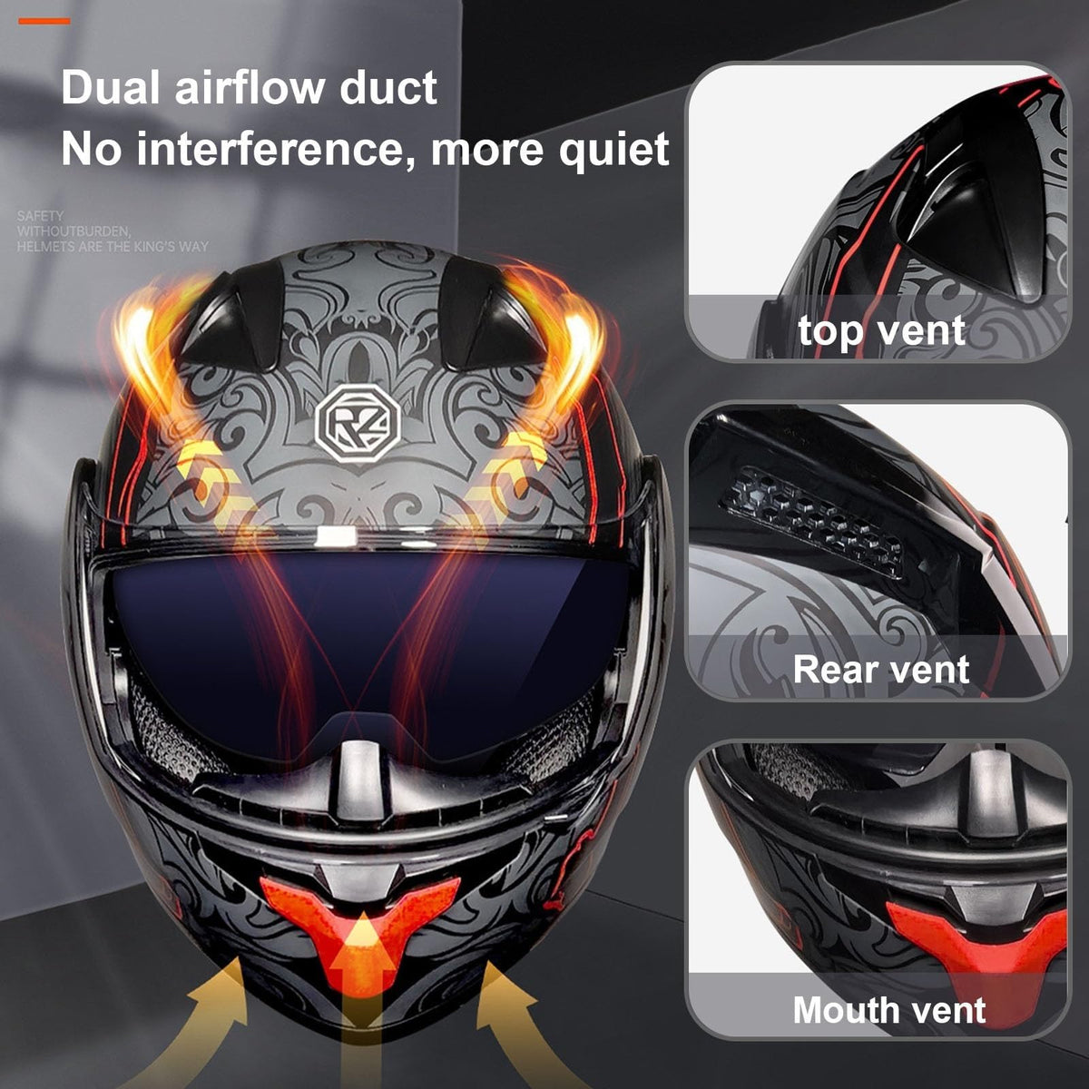 Flip-Up Motorcycle Helmet DOT Certified Dual-Lens X4979