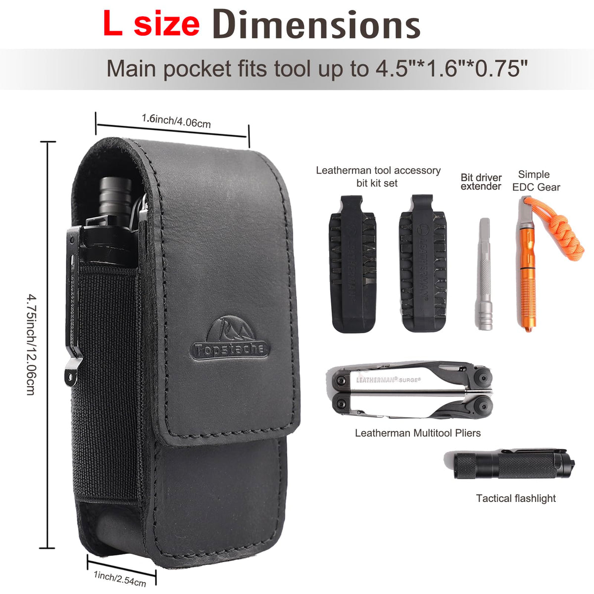 Leather Multitool Sheath with Belt Clip and Magnetic Closure Q196