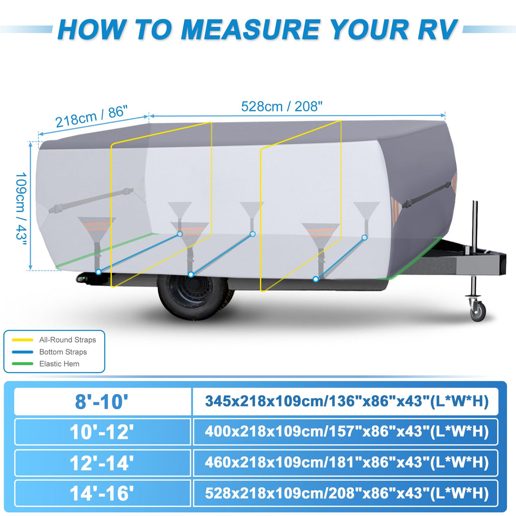 14ft-16ft Waterproof Oxford Pop-Up Camper Cover B324