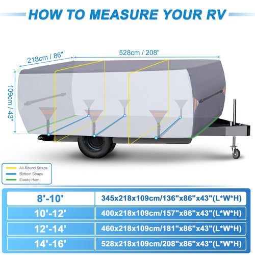14ft-16ft Waterproof Oxford Pop-Up Camper Cover B324
